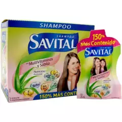 SAVITAL - Shampoo Savital Multivitaminas & Sábila 20 Sobres X 25 Ml