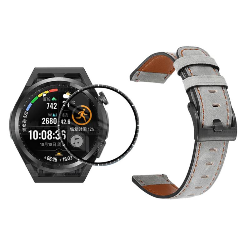 Pulso de cuero y vidrio templado para Huawei Watch GT Runner