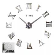 RELOJ DE PARED 3D GRANDE 100X100CM COLOR PLATEADO