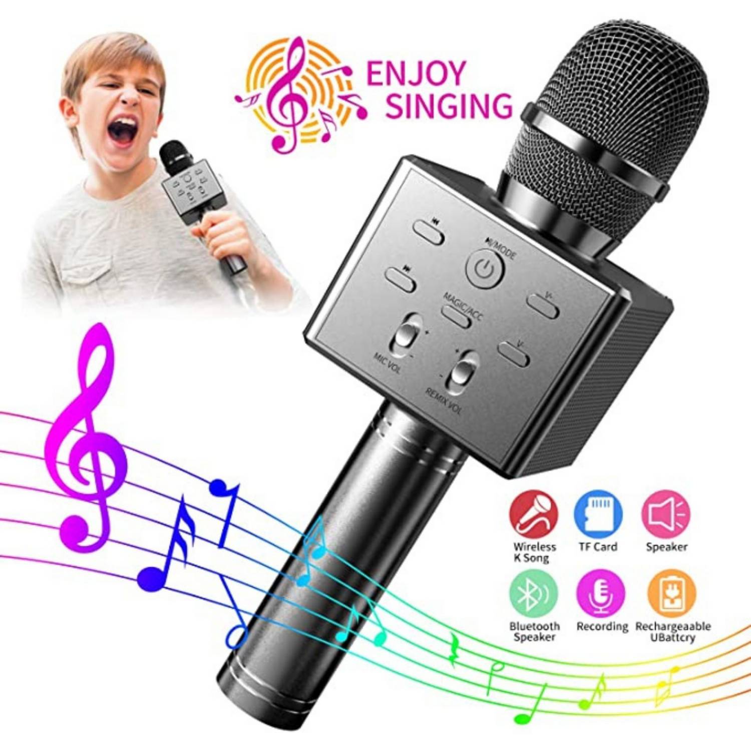 Micrófono Inalámbrico Karaoke Con Parlante Bluetooth GENERICO