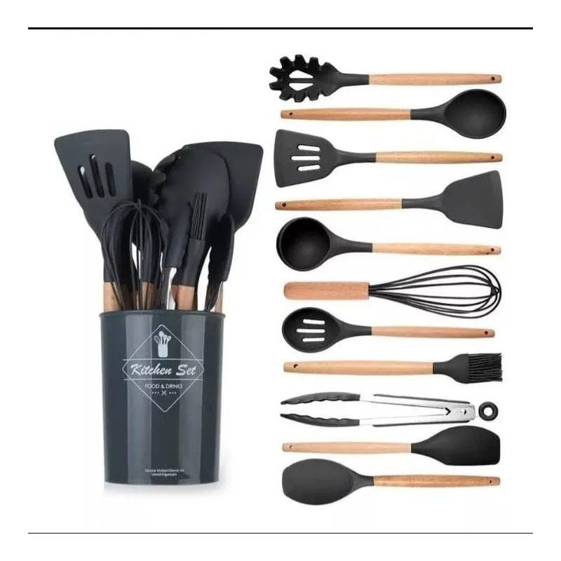 Conjunto De 18 Utensilios De Cocina De Silicona Que Incluyen Espátulas Y  Cucharones, Moda de Mujer