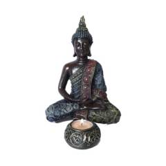 PLINI - Buda Zen con candelabro 23cm Resina