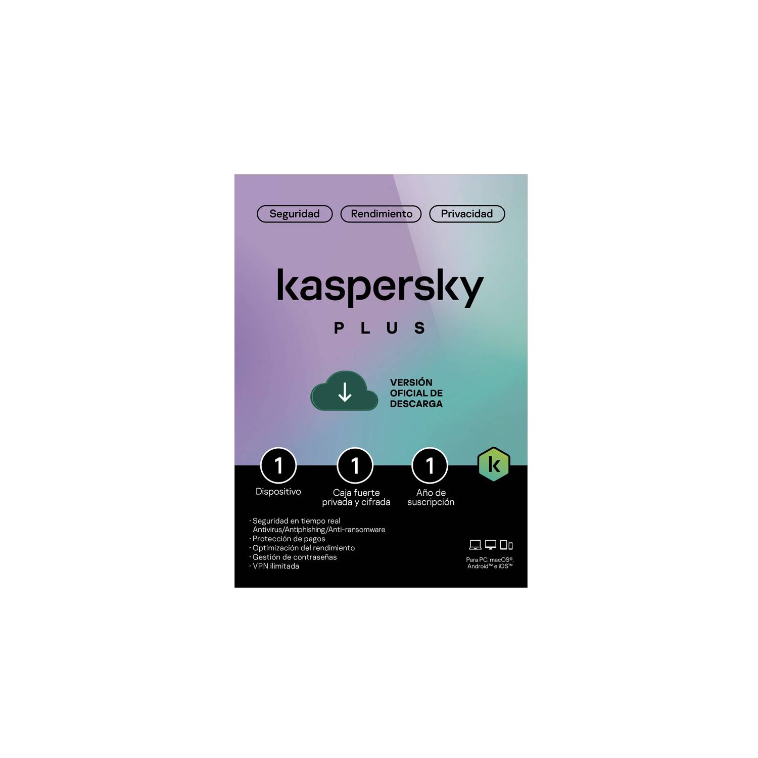 Antivirus Digital Kaspersky Plus 1 Dispositivos 1 Año KASPERSKY |  