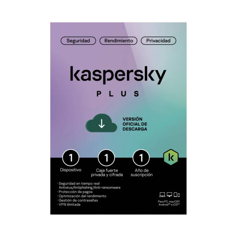 Antivirus Digital Kaspersky Plus 1 Dispositivos 1 Año KASPERSKY |  