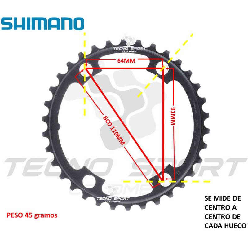 Plato Coronilla Shimano Tiagra 4700 10v Biplato 36 Dientes SHIMANO