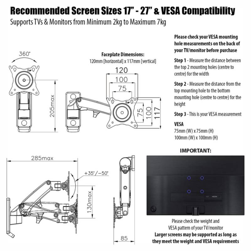 Soporte Para Tv De 40 A 80 Pulgadas Extensible Doble Brazo – TecnoHogarJS