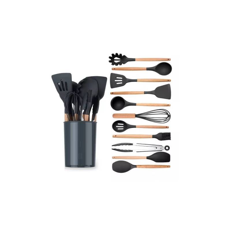 Ripley - SET DE CUCHARONES UTENSILIOS DE SILICONA Y MADERA PARA COCINA