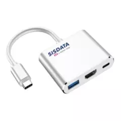SISDATA - Adaptador usb-c a hdmi USB y usb-c 3 en 1