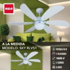 RCA - ventilador de techo blanco max Rca 6 aspas 106cm  silencioso.