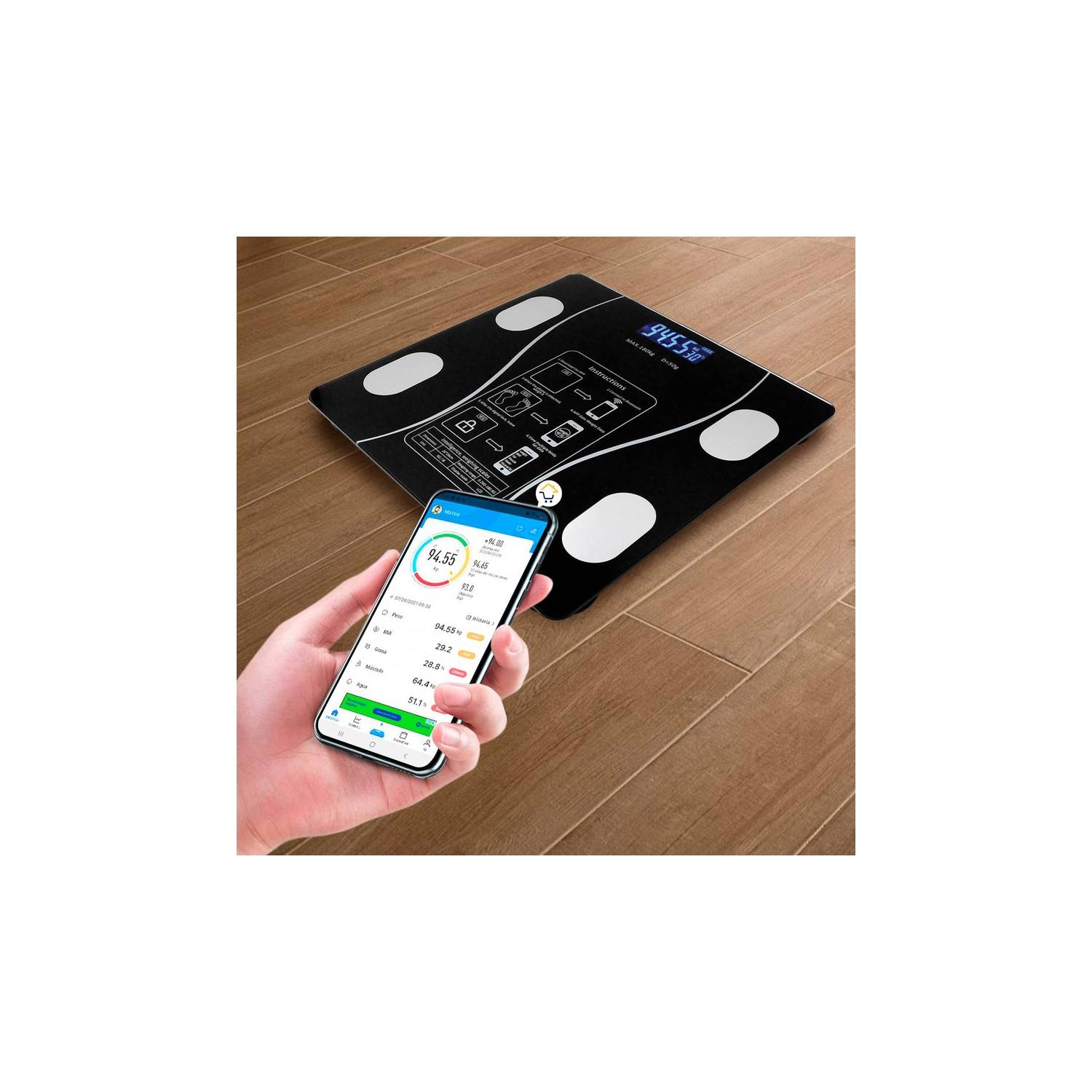 Báscula Inteligente Pesa Digital Bluetooth App Vidrio OF401 –