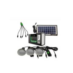 GENERICO - Kit Panel Solar Con Batería Y 3 Bombillos De 3w Usb 5v Radio