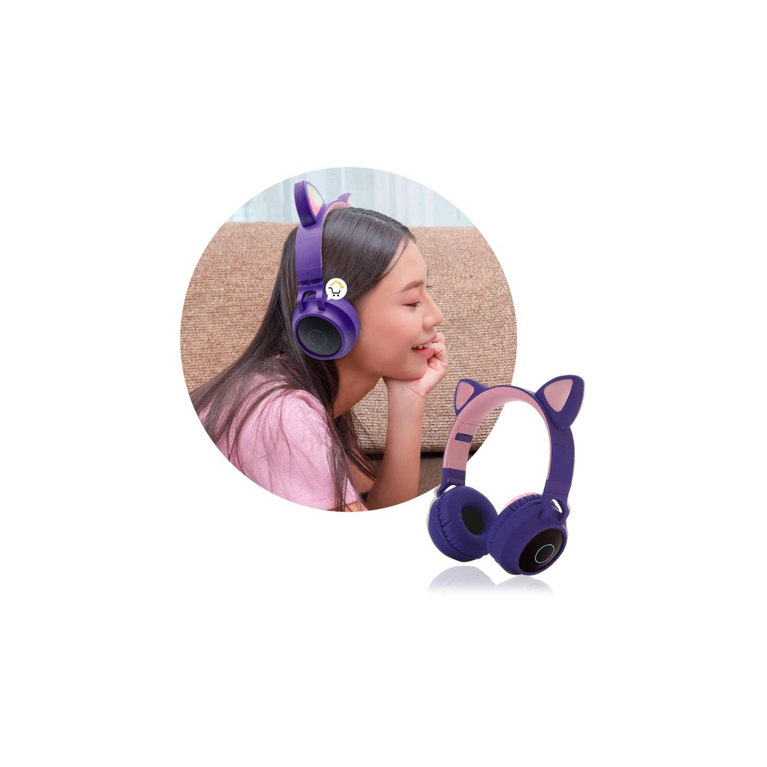 Audifonos para niña con orejas de gato iluminadas bluetooth CAT MAGIC