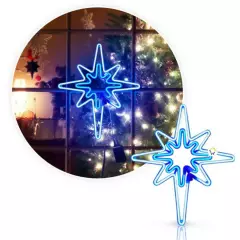 GENERICO - Estrella luz neón 8 puntas ventana puerta navidad 2208xh
