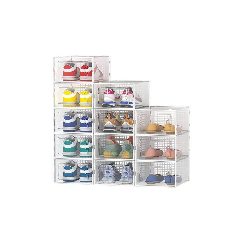 8 Cajas De Zapatos Apilables De Plástico Zapatero Transparente Con Tapas