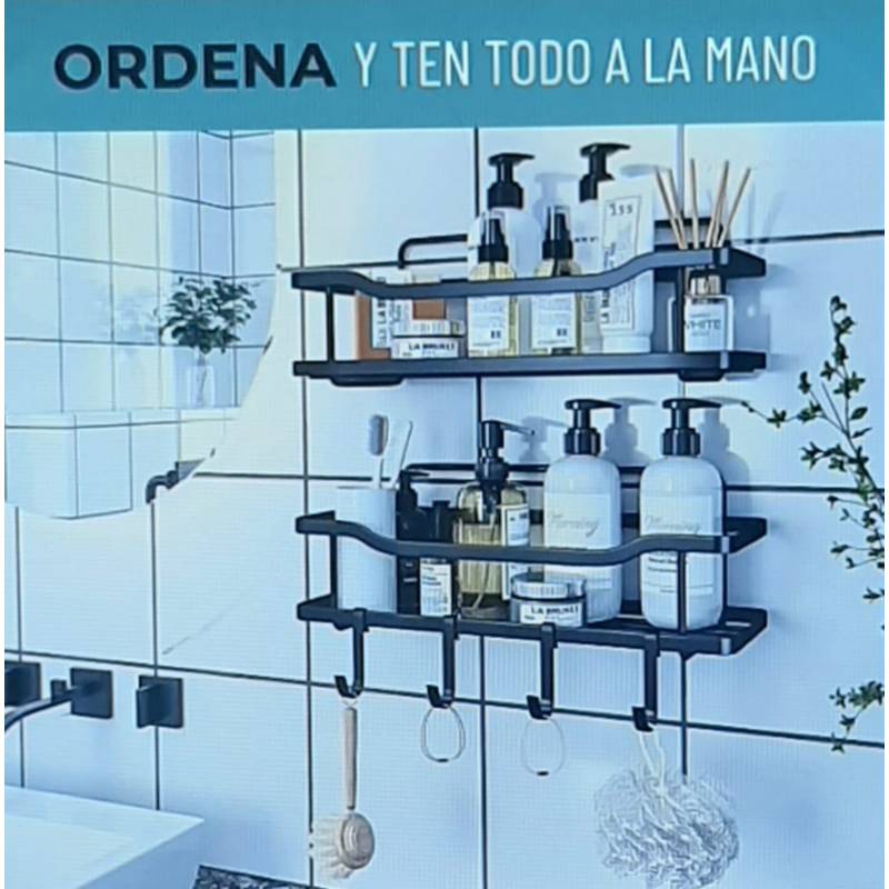 Organizador De Ducha Repisa Baño Adhesivo Set 2 Inoxidable