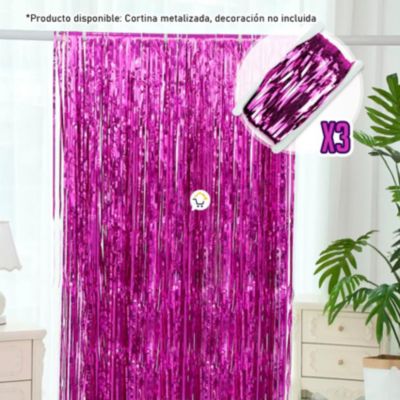 Cortina Metalizada brillante x3 Decoración Fiestas OE111 – Cómpralo en casa