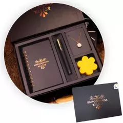 GENERICO - Kit lujoso para dama regalo caja cuaderno collar vela kemd01