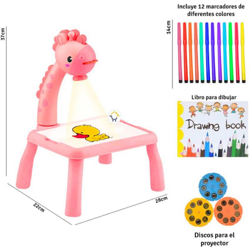 Mesa De Dibujo Didáctica Con Proyector Infantil + Accesorios