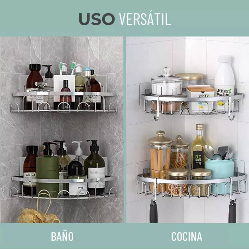 Organizador Ducha Baño Cocina Esquinero Acero Inox Adhesivo