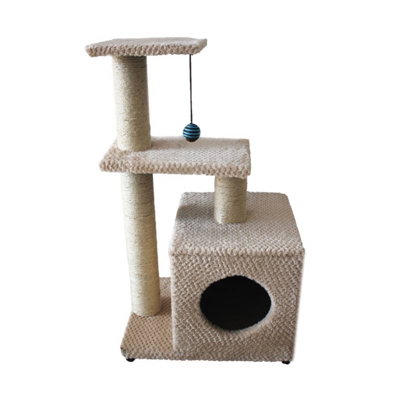 Gimnasio Rascador Para Gatos 3 Torres 2 Cajas 130x50 Cm – Ergonomus CO