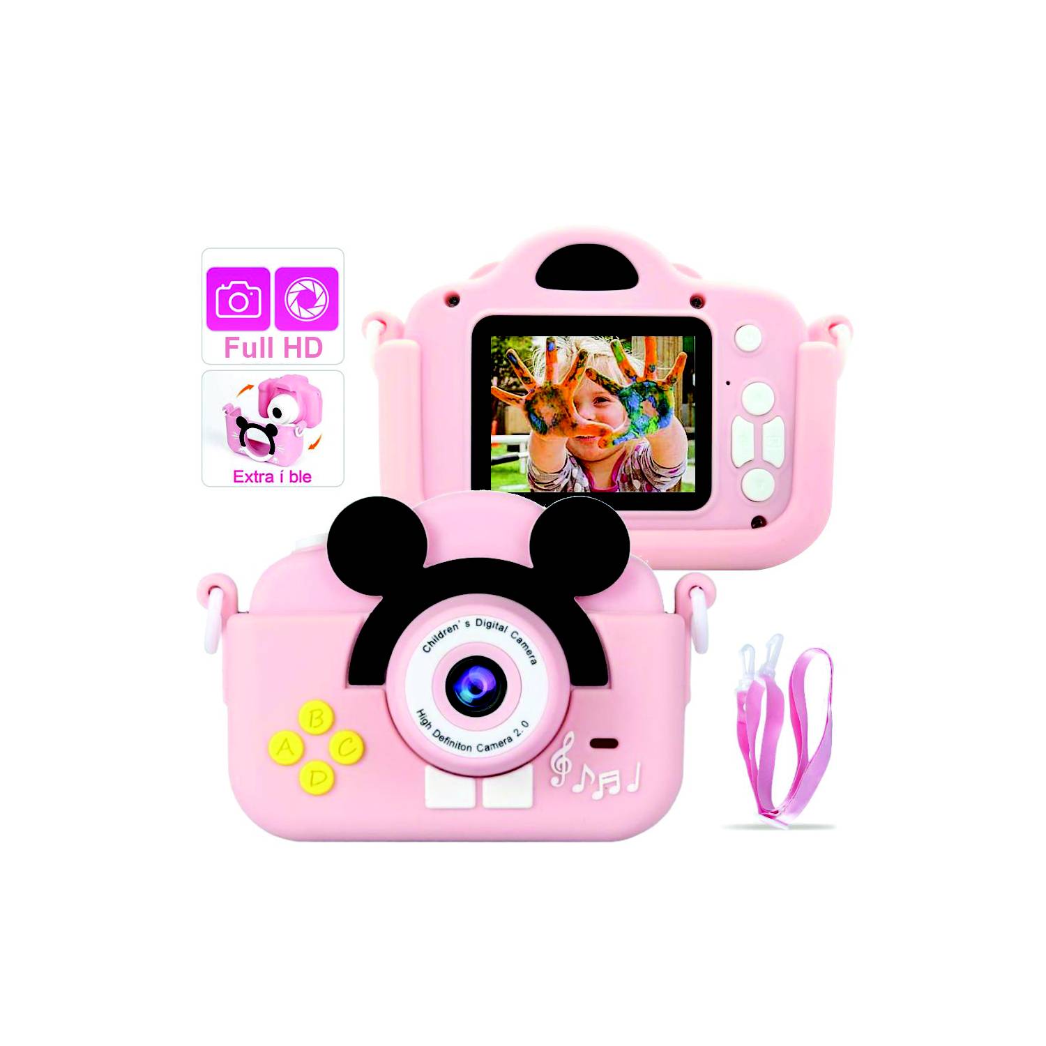 Cámara digital FHD 1080P para niños, cámara de vídeo con tarjeta