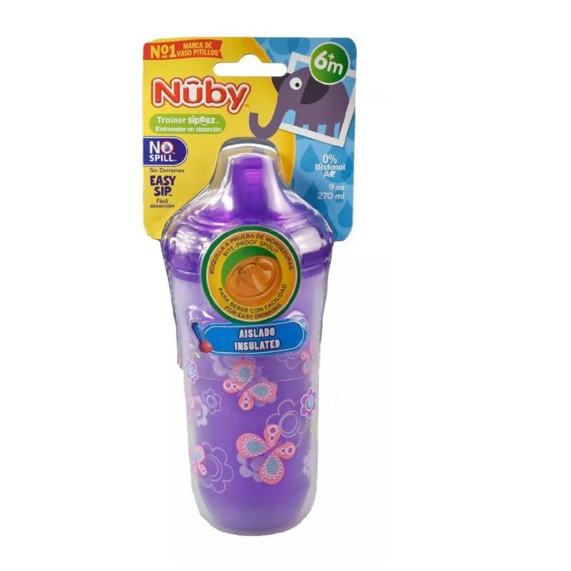 Vaso Bebe Anti Goteo Entrenador Niño Niña Pitillo Avent Púrpura