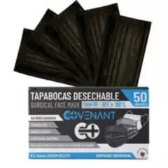 GENERICO - Tapabocas Negro x50und Desechable 3 Capas Cubre Bocas Adulto