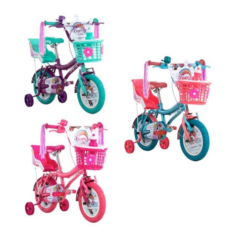 Bicicleta para niñas rin 12 gw princess story 2-5 años rosa