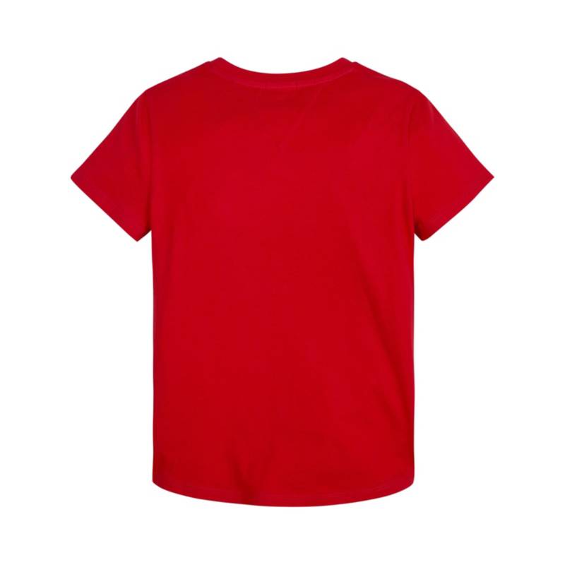 Camiseta Tommy Hilfiger Infantil Vermelha Logo Peito Essential Tee