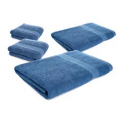 ENERGY PLUS - Set X4 toallas hoteleras: 2 toallas de cuerpo + 2 de manos Azul