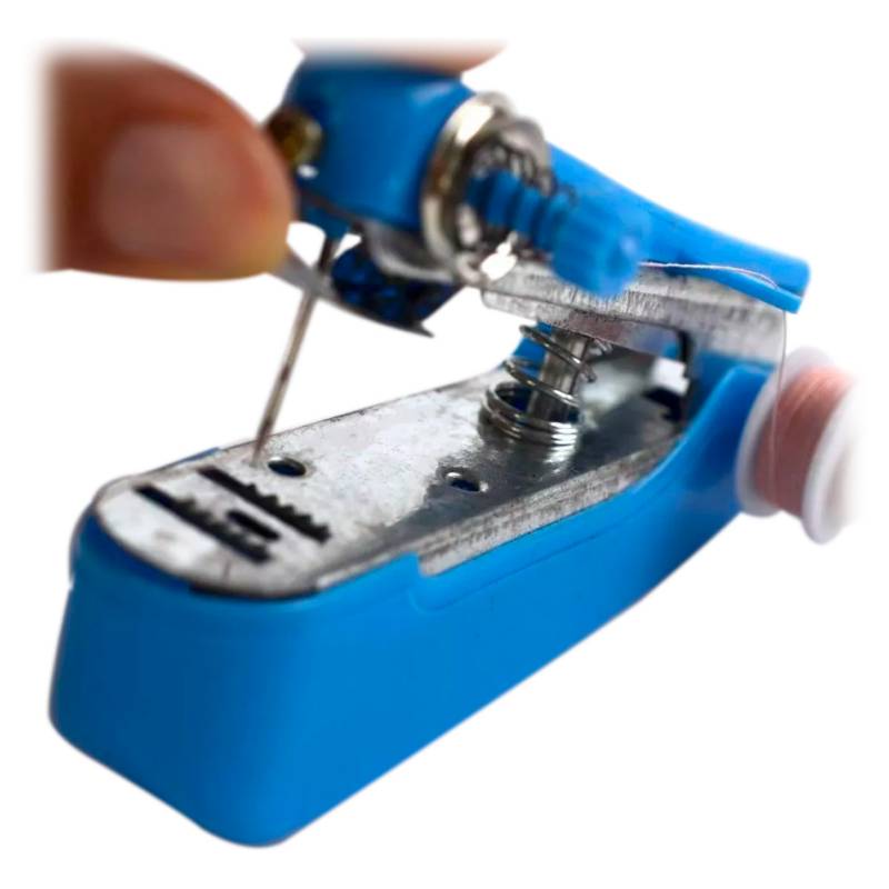 Máquina de coser portátil manual a pilas con accesorios, máquina