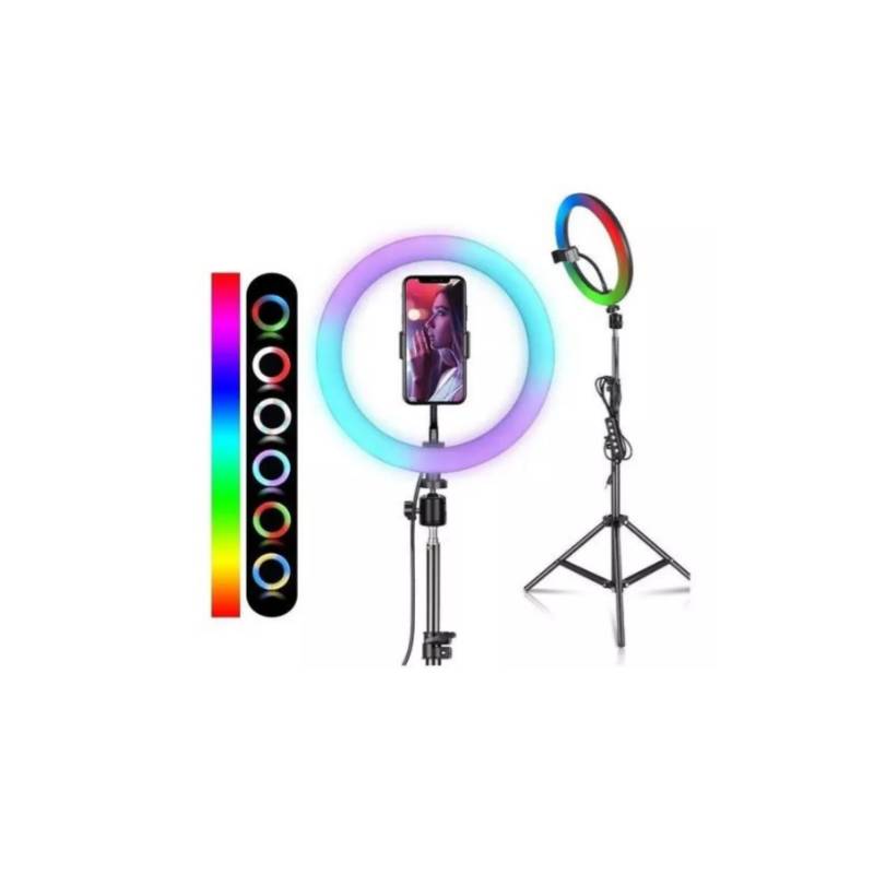 Aro Luz RGB Led MJ26 Celular 26cm Selfie Tiktok Soporte 160cm Video  GENERICO