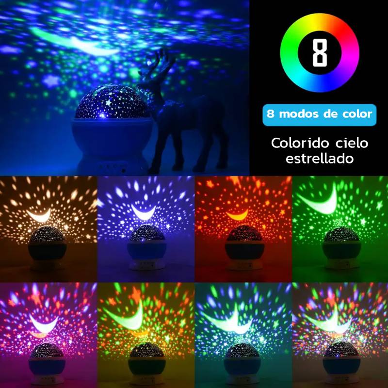 Proyector Lampara Para Niños 8 colores Luces LED Estrellas GENERICO