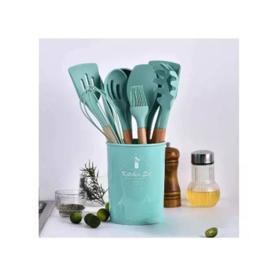 Set De 12 Piezas Utensilios De Cocina De Silicona Verde Agua - Fernapet |  Un Mundo de Descuento