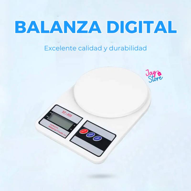 Gramera Digital Cocina 10 Kg Bascula Portátil Peso Baterías Color Blanco