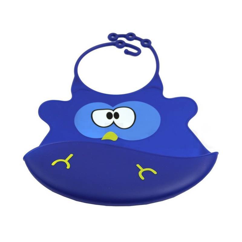 Baberos Silicona con bolsillo para bebes Pajaro Azul GENERICO