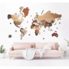 GENERICO - Mapa Del Mundo Mapamundi 3d En Madera 150cm x 90cm