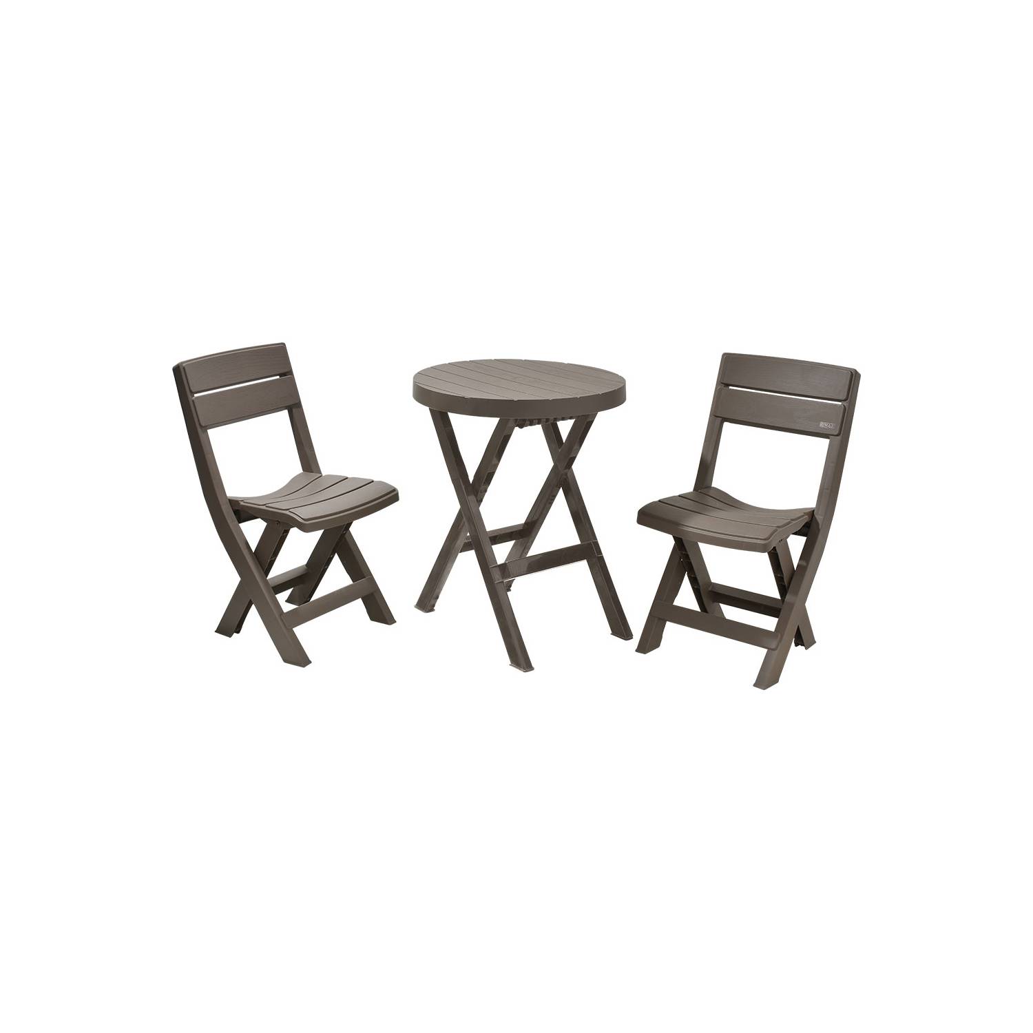 Combo mesa plegable redonda y 2 sillas plegables baru gris hielo