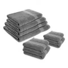 ENERGY PLUS - Set X8 toallas hoteleras: 4 toallas de cuerpo +4 de manos Gris
