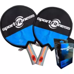 SPORT FITNESS - Raquetas Ping Pong Sport Fitness + 6 Pelotas Con Estuche