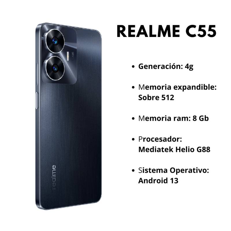 Telefono Movil Realme C55 4G 8GB/256GB Negro