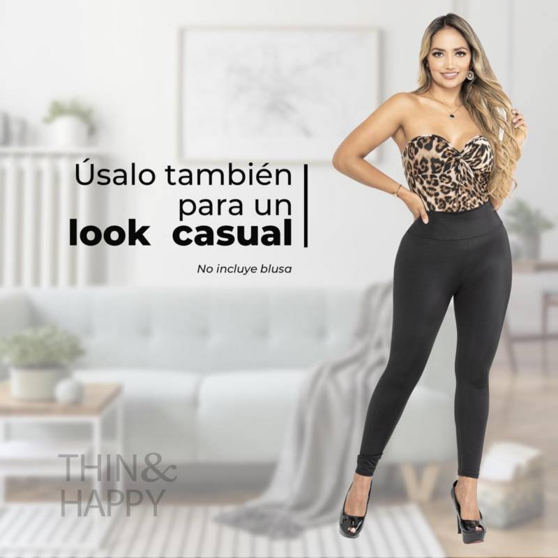 Pantalón deportivo Leggins con Control Abdomen y bolsillo Thin & Happy -  Mega Shop TV - Colombia, leggins mujer deporte