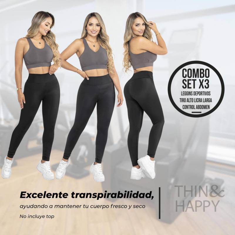 Pantalón deportivo Leggins con Control Abdomen y bolsillo Thin & Happy -  Mega Shop TV - Colombia