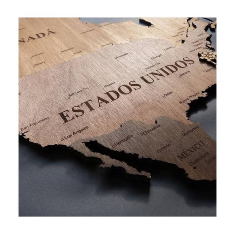 Mapamundi de madera - Woody Map 3D - 200 x 120 cm