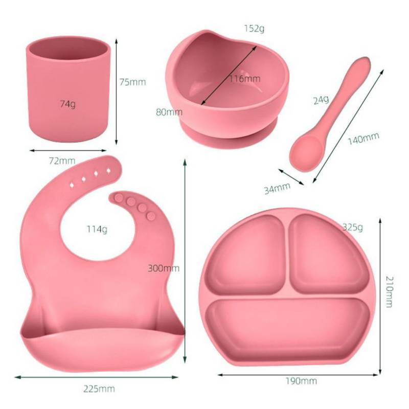 Set Vajilla Para Bebé 5 Piezas Silicona Libre BPA Elegante GENERICO
