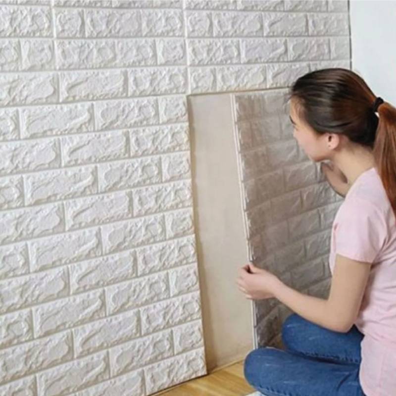 Pared 3d Autoadhesivo Panel Tipo Ladrillo Ccol Blanco