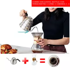 GENERICO - Combo Profesional Café - Kettle Con Termómetro  Chemex 3-4 Tazas