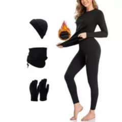FRIOLENTA - Ropa térmico x5 legging camiseta guantes gorros bandana - negro.