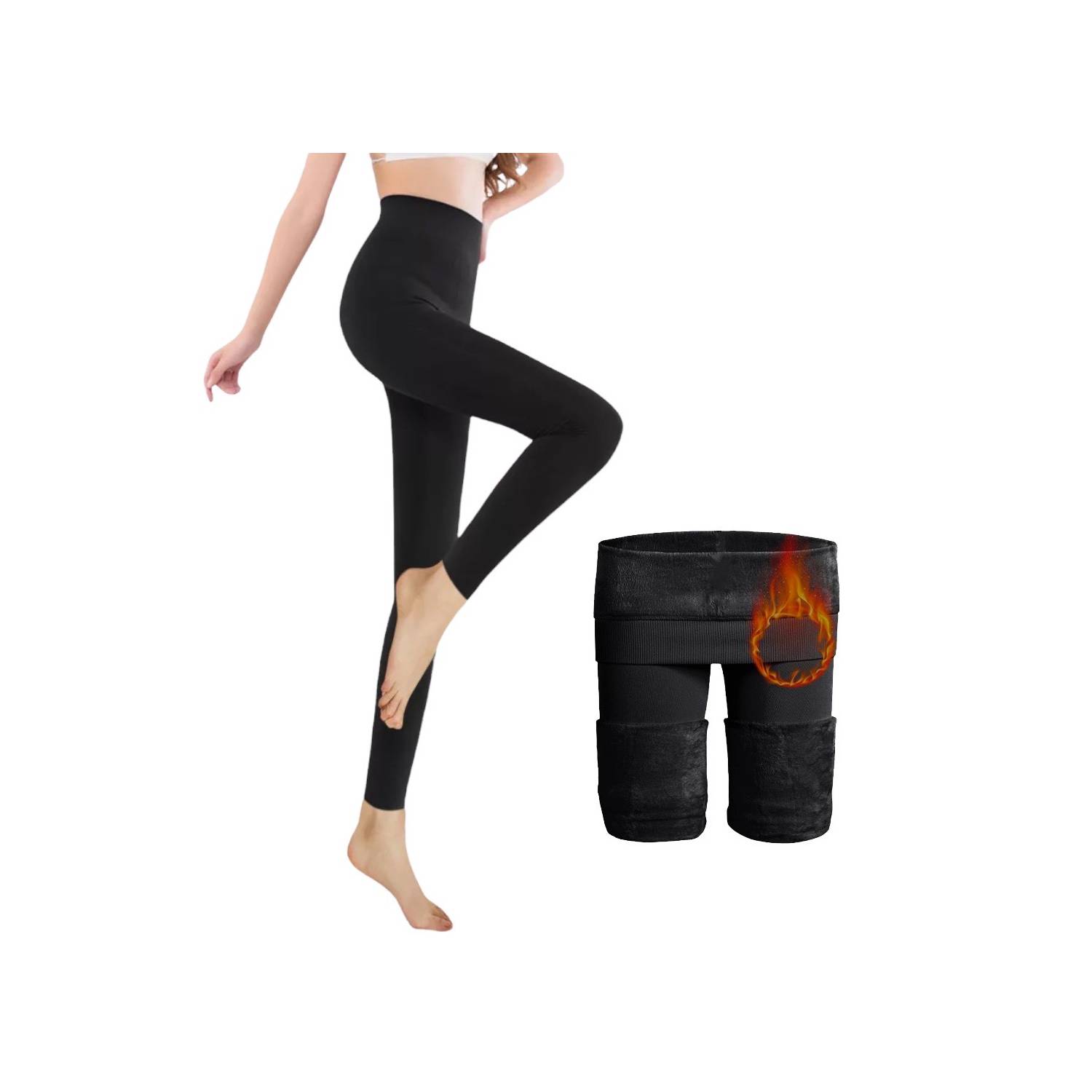 Pantalon para mujer térmico leggins negro. SYK