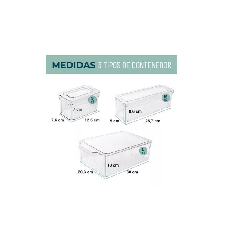 Organizador Nevera Cocina Set 7 Contenedores Con Tapa GENERICO